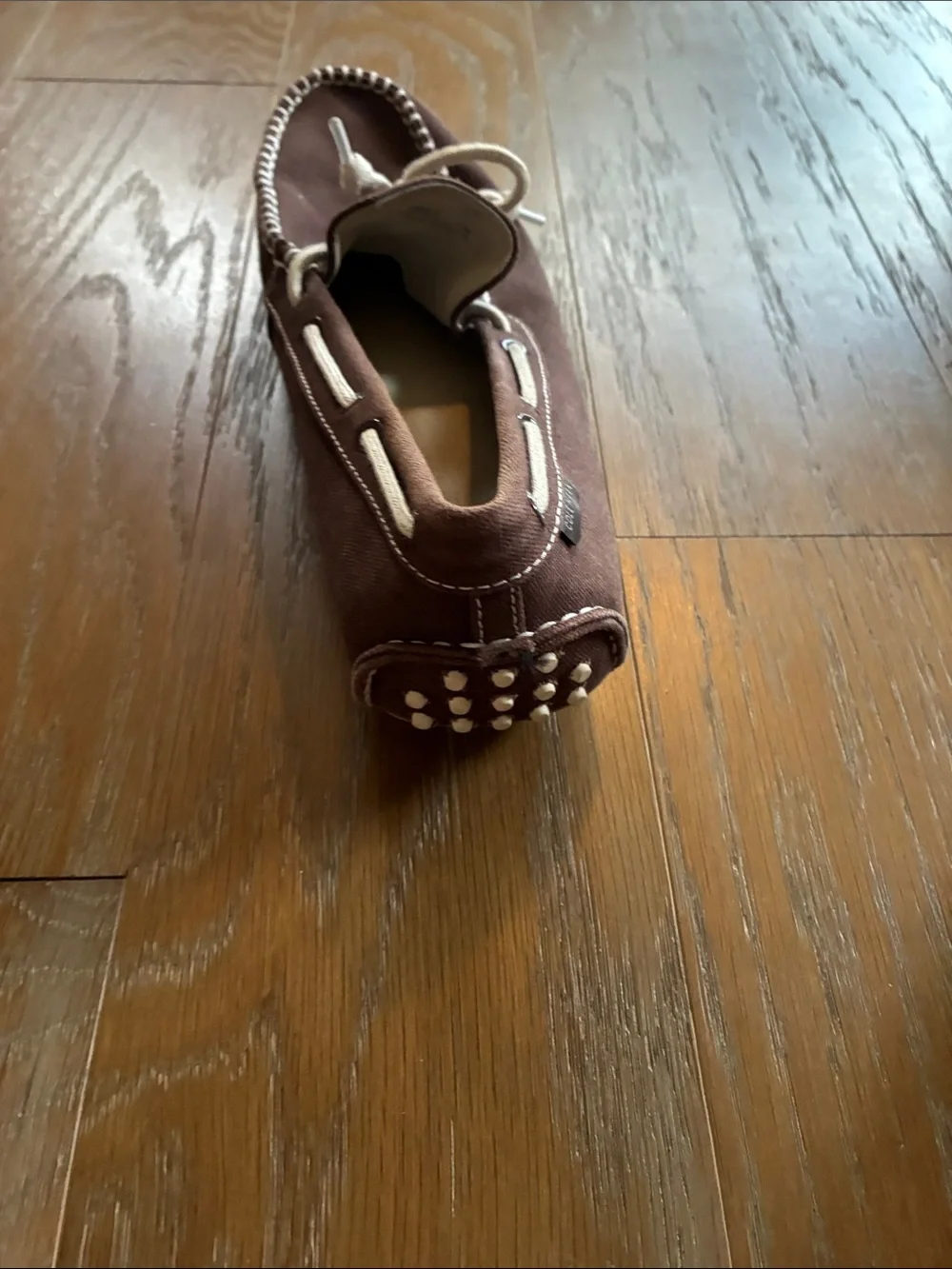 Cole Haan Brown Canvas Boat Shoes with White Laces